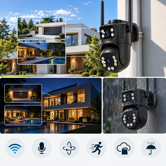מצלמת אבטחה חיצונית 4K 8MP עם WiFi, ראיית לילה ומעקב חכם