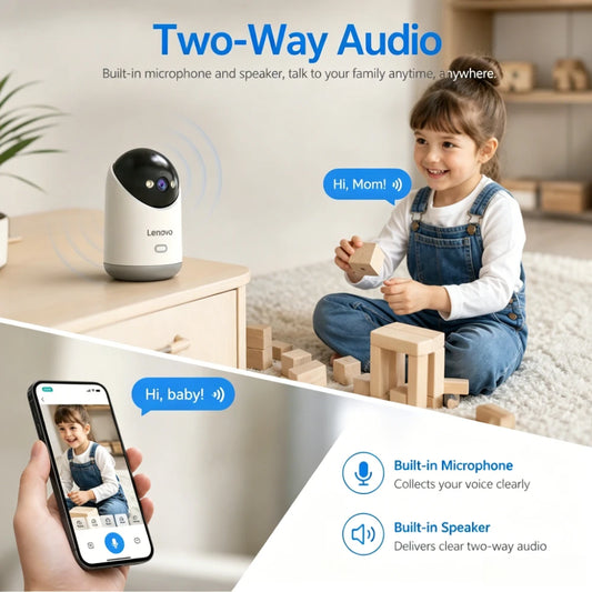 מצלמת אבטחה חכמה 5MP לבית עם WiFi, ראיית לילה וזיהוי תנועה